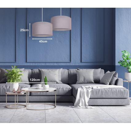 Duolla - Ljuskrona med textilsladd BRISTOL 1xE27/40W/230V diameter 45 cm grå
