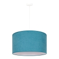 Duolla - Ljuskrona med textilsladd BRISTOL 1xE27/40W/230V diameter 45 cm turkos