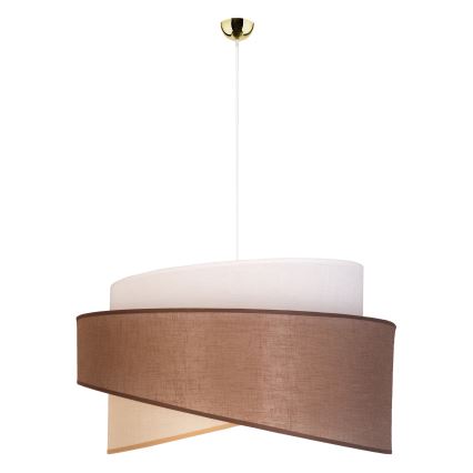 Duolla - Ljuskrona med textilsladd BROOKLYN 1xE27/40W/230V diameter 50 cm brun/beige/vit