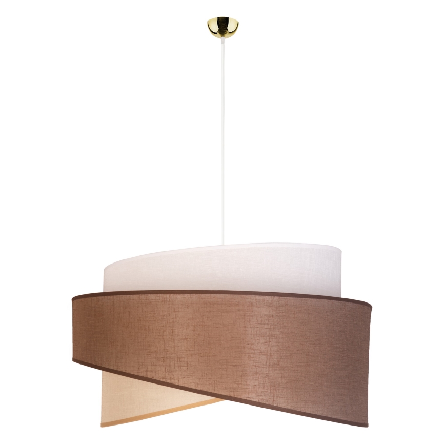 Duolla - Ljuskrona med textilsladd BROOKLYN 1xE27/40W/230V diameter 50 cm brun/beige/vit