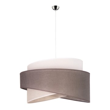 Duolla - Ljuskrona med textilsladd BROOKLYN 1xE27/40W/230V diameter 50 cm grå/beige/vit