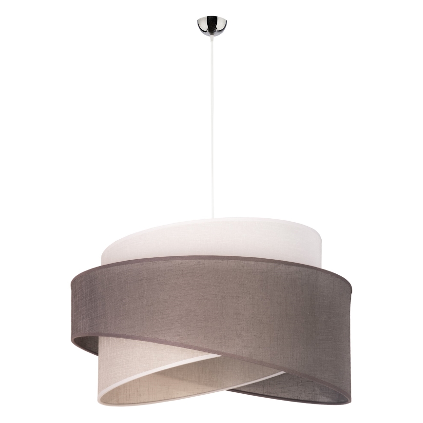 Duolla - Ljuskrona med textilsladd BROOKLYN 1xE27/40W/230V diameter 50 cm grå/beige/vit