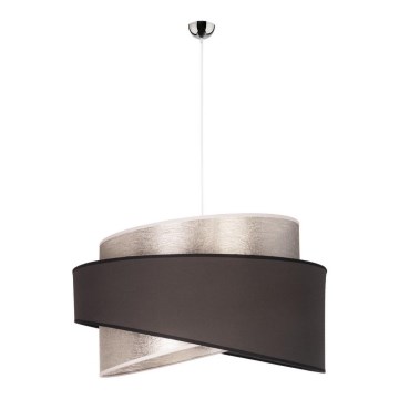 Duolla - Ljuskrona med textilsladd BROOKLYN 1xE27/40W/230V diameter 50 cm silver/svart