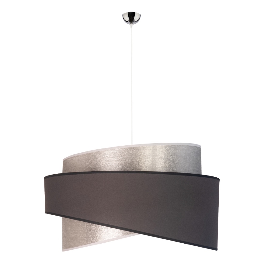 Duolla - Ljuskrona med textilsladd BROOKLYN 1xE27/40W/230V diameter 50 cm silver/svart