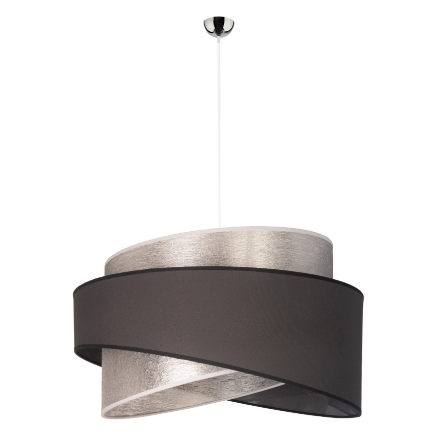 Duolla - Ljuskrona med textilsladd BROOKLYN 1xE27/40W/230V diameter 50 cm silver/svart