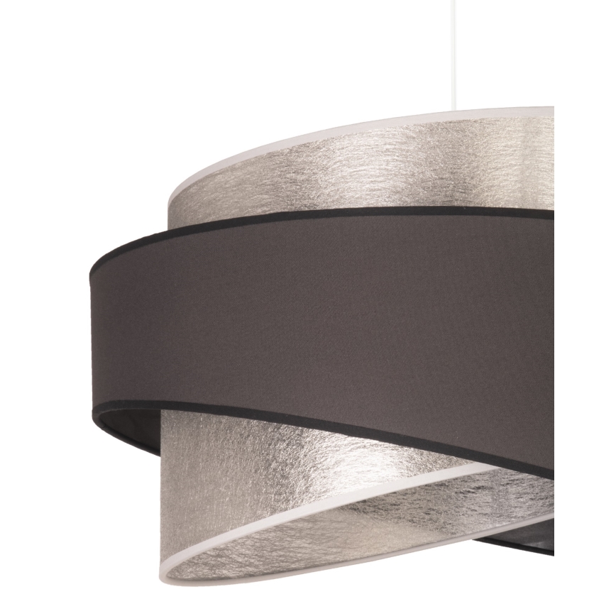 Duolla - Ljuskrona med textilsladd BROOKLYN 1xE27/40W/230V diameter 50 cm silver/svart