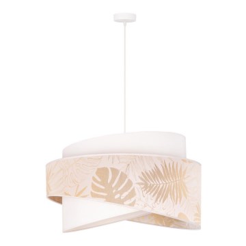 Duolla - Ljuskrona med textilsladd BROOKLYN 1xE27/40W/230V diameter 50 cm vit/mässing