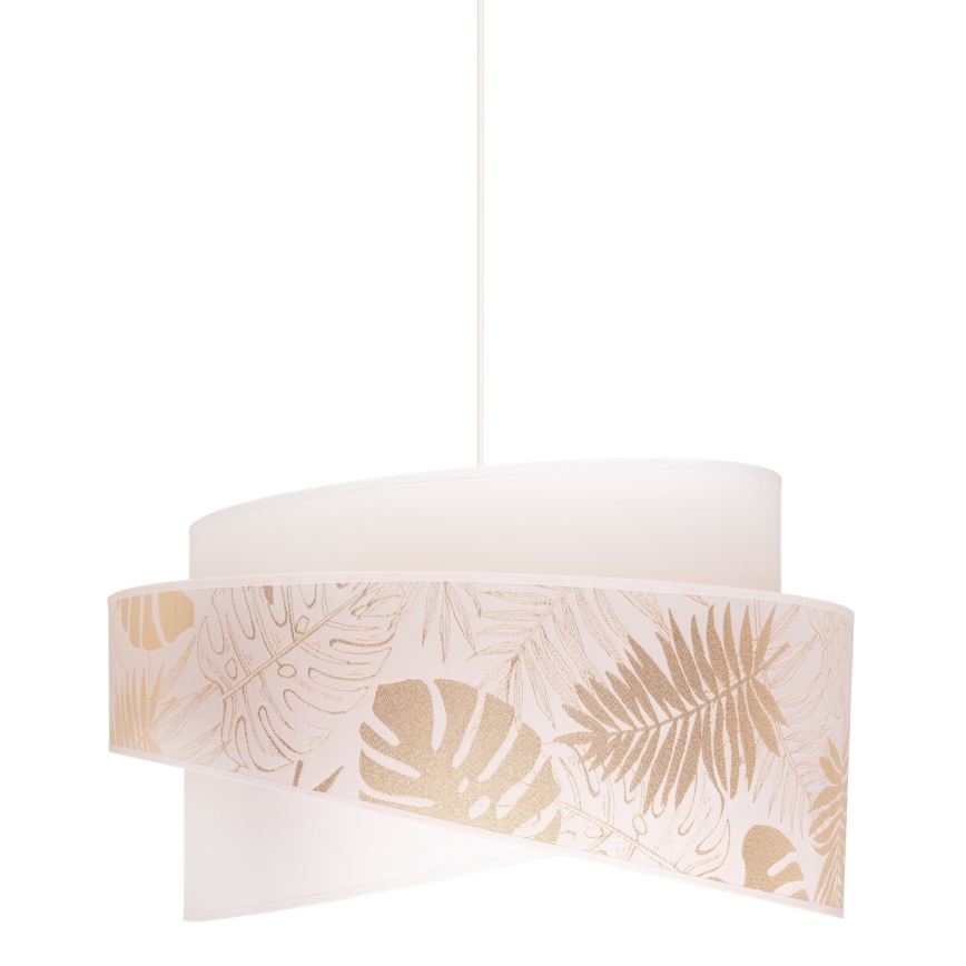 Duolla - Ljuskrona med textilsladd BROOKLYN 1xE27/40W/230V diameter 50 cm vit/mässing