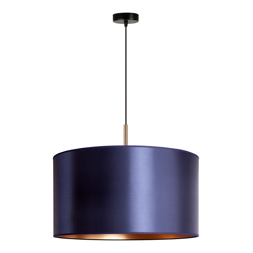Duolla - Ljuskrona med textilsladd CANNES 1xE27/15W/230V diameter 45 cm blå/koppar