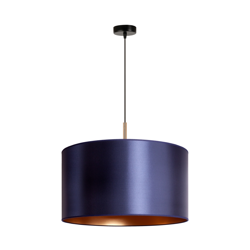 Duolla - Ljuskrona med textilsladd CANNES 1xE27/15W/230V diameter 45 cm blå/koppar