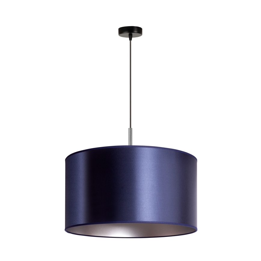 Duolla - Ljuskrona med textilsladd CANNES 1xE27/15W/230V diameter 45 cm blå/silver