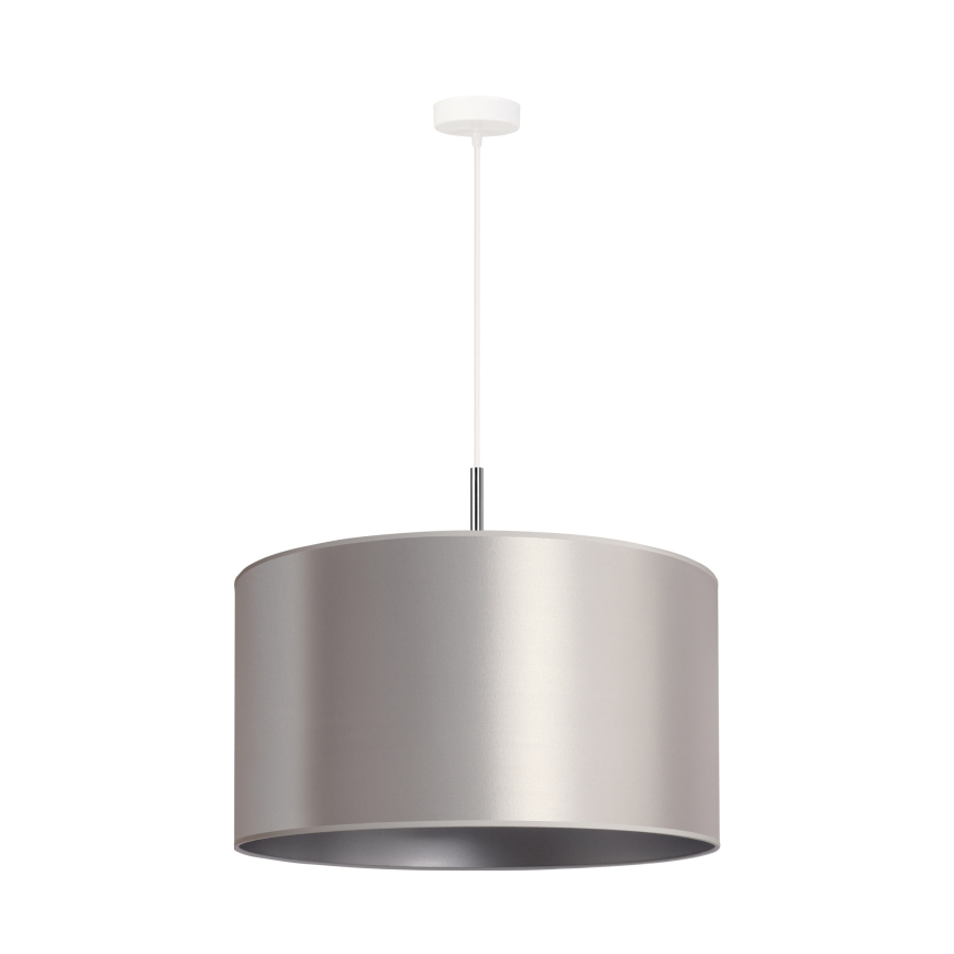 Duolla - Ljuskrona med textilsladd CANNES 1xE27/15W/230V diameter 45 cm silver