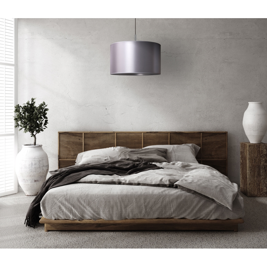Duolla - Ljuskrona med textilsladd CANNES 1xE27/15W/230V diameter 45 cm silver