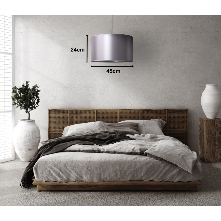 Duolla - Ljuskrona med textilsladd CANNES 1xE27/15W/230V diameter 45 cm silver