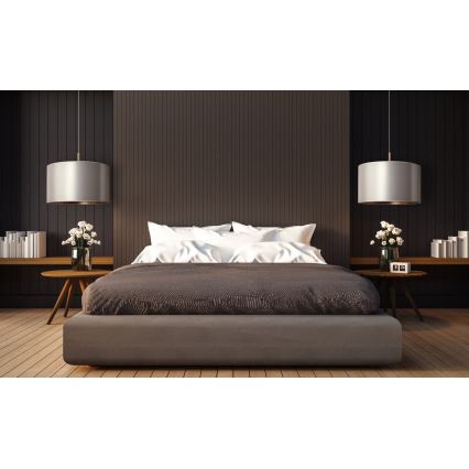 Duolla - Ljuskrona med textilsladd CANNES 1xE27/15W/230V diameter 45 cm silver/koppar