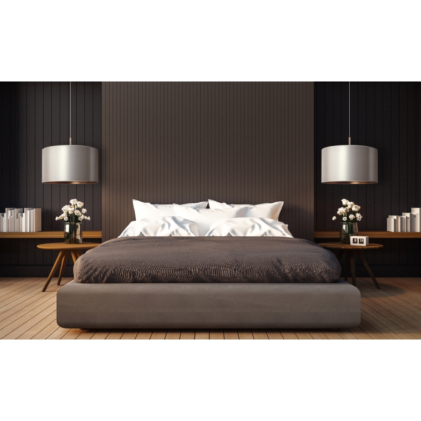 Duolla - Ljuskrona med textilsladd CANNES 1xE27/15W/230V diameter 45 cm silver/koppar