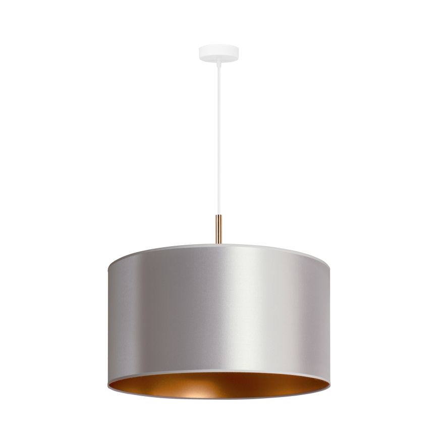 Duolla - Ljuskrona med textilsladd CANNES 1xE27/15W/230V diameter 45 cm silver/koppar