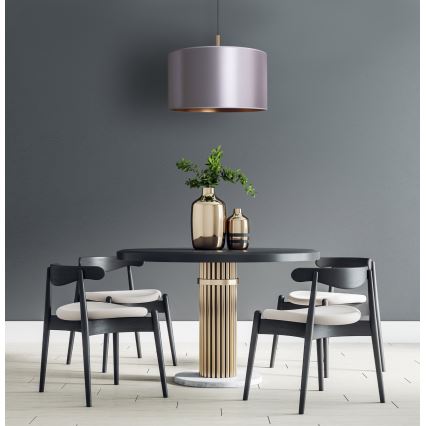 Duolla - Ljuskrona med textilsladd CANNES 1xE27/15W/230V diameter 45 cm silver/koppar