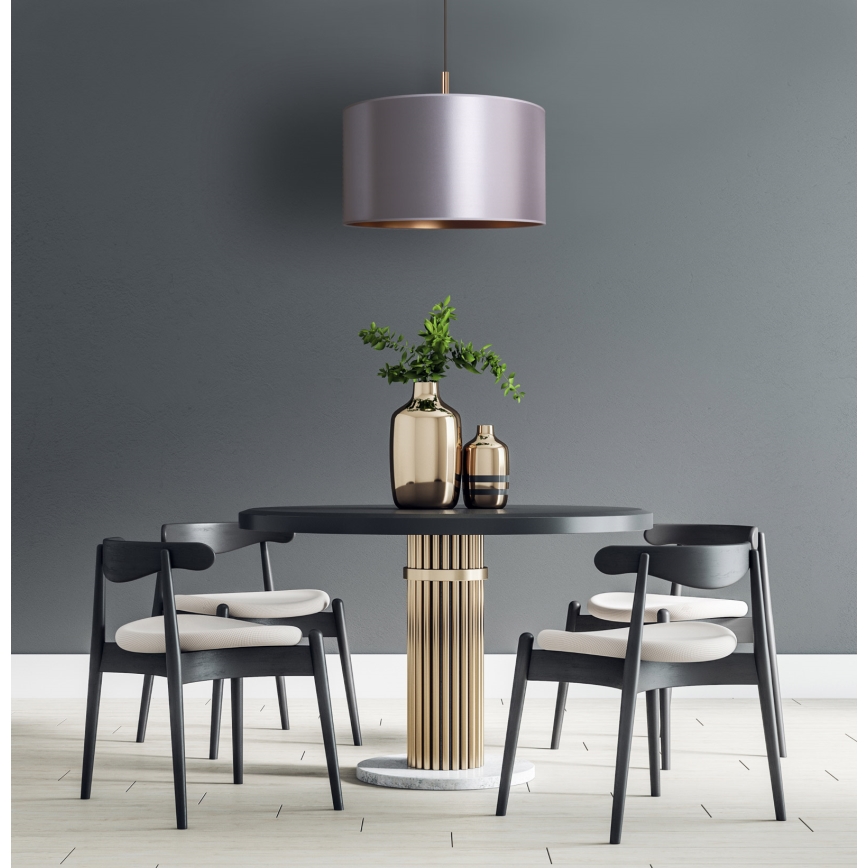 Duolla - Ljuskrona med textilsladd CANNES 1xE27/15W/230V diameter 45 cm silver/koppar