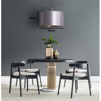 Duolla - Ljuskrona med textilsladd CANNES 1xE27/15W/230V diameter 45 cm silver/koppar