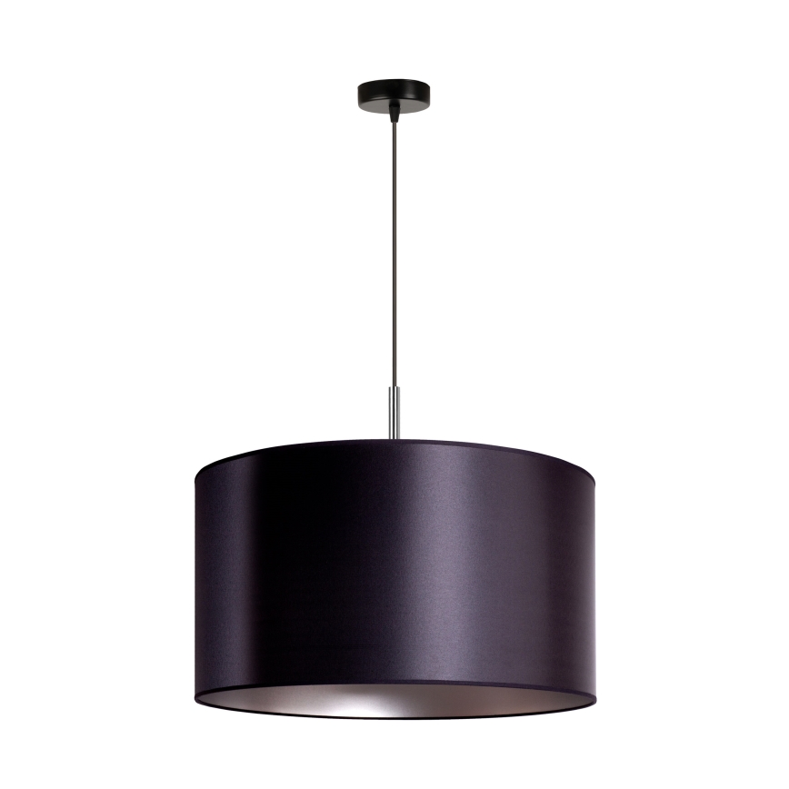 Duolla - Ljuskrona med textilsladd CANNES 1xE27/15W/230V diameter 45 cm svart/silver