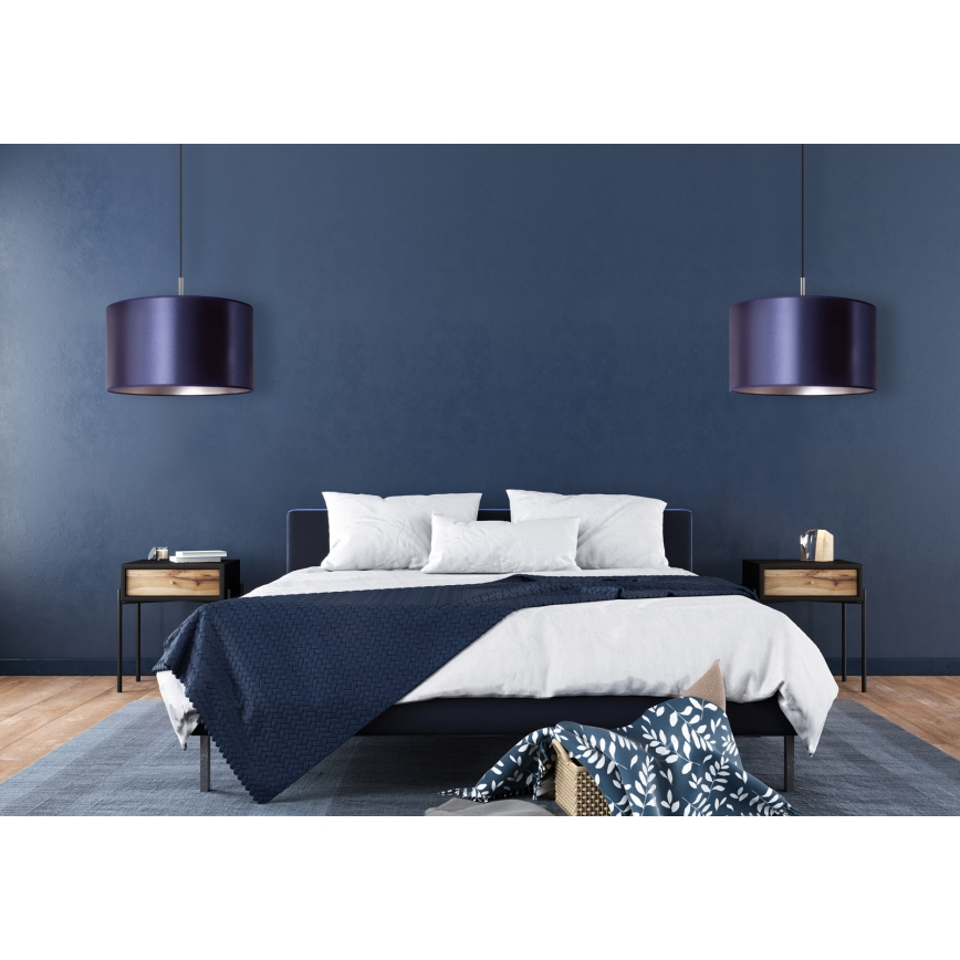 Duolla - Ljuskrona med textilsladd CANNES 1xE27/15W/230V diameter 50 cm blå/silver