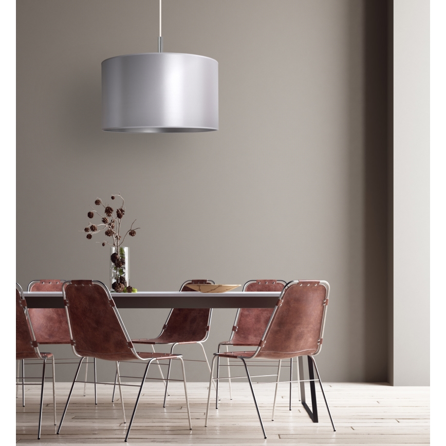Duolla - Ljuskrona med textilsladd CANNES 1xE27/15W/230V diameter 50 cm silver