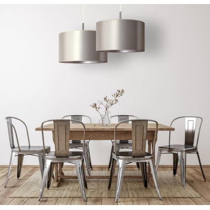 Duolla - Ljuskrona med textilsladd CANNES 1xE27/15W/230V diameter 50 cm silver