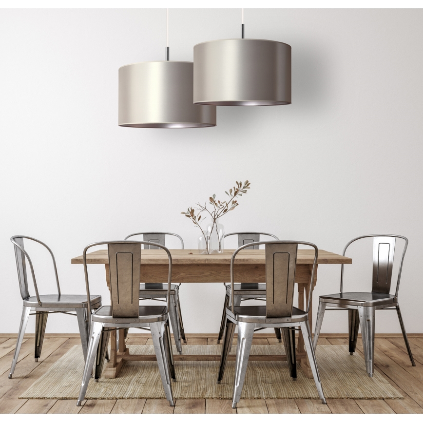 Duolla - Ljuskrona med textilsladd CANNES 1xE27/15W/230V diameter 50 cm silver