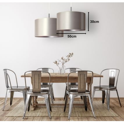 Duolla - Ljuskrona med textilsladd CANNES 1xE27/15W/230V diameter 50 cm silver