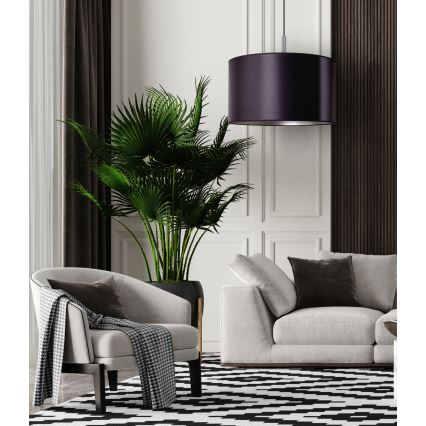 Duolla - Ljuskrona med textilsladd CANNES 1xE27/15W/230V diameter 50 cm svart/silver