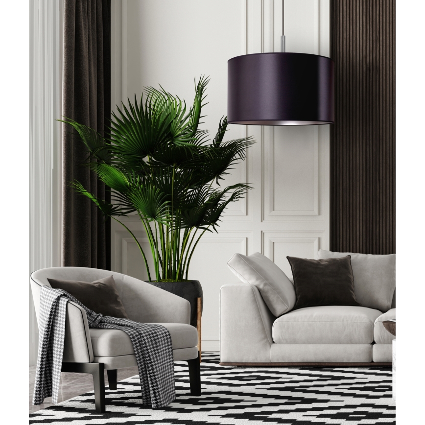 Duolla - Ljuskrona med textilsladd CANNES 1xE27/15W/230V diameter 50 cm svart/silver