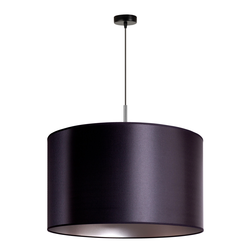 Duolla - Ljuskrona med textilsladd CANNES 1xE27/15W/230V diameter 50 cm svart/silver