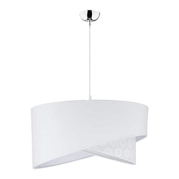 Duolla - Ljuskrona med textilsladd CELLO 1xE27/40W/230V diameter 45 cm vit/spets
