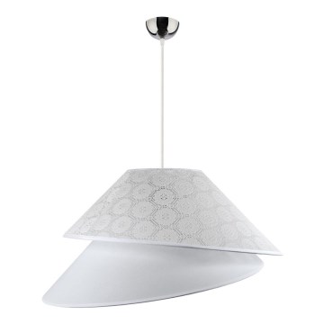 Duolla - Ljuskrona med textilsladd COCO 1xE27/40W/230V diameter 50 cm vit