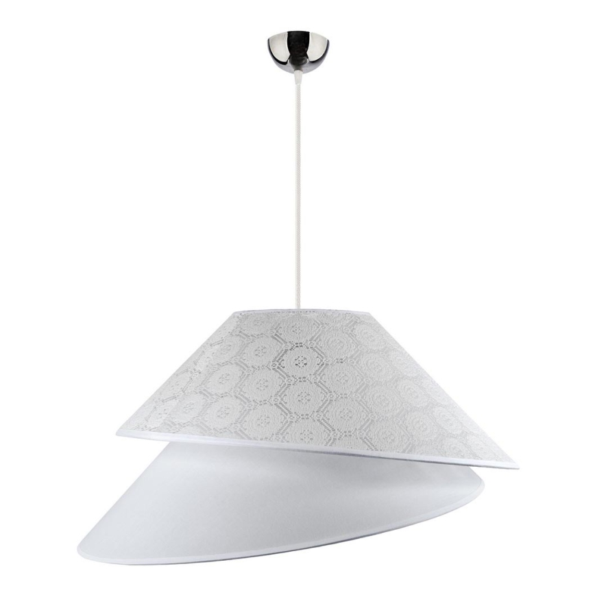 Duolla - Ljuskrona med textilsladd COCO 1xE27/40W/230V diameter 50 cm vit