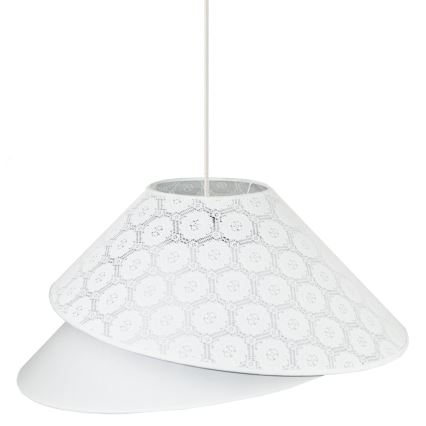 Duolla - Ljuskrona med textilsladd COCO 1xE27/40W/230V diameter 50 cm vit