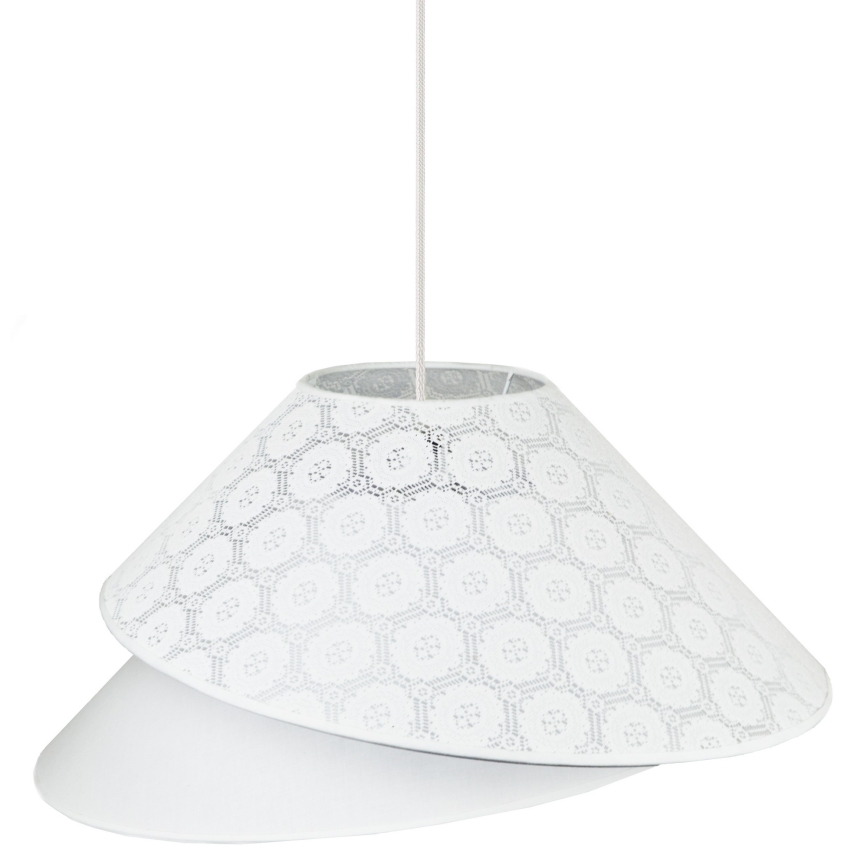 Duolla - Ljuskrona med textilsladd COCO 1xE27/40W/230V diameter 50 cm vit