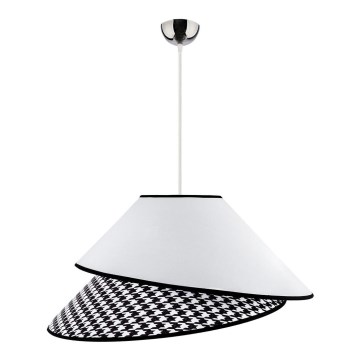 Duolla - Ljuskrona med textilsladd COCO 1xE27/40W/230V diameter 50 cm vit/svart