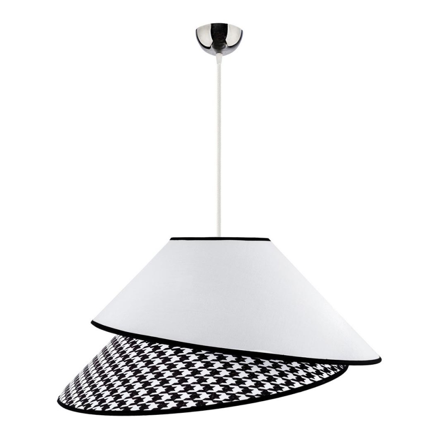 Duolla - Ljuskrona med textilsladd COCO 1xE27/40W/230V diameter 50 cm vit/svart