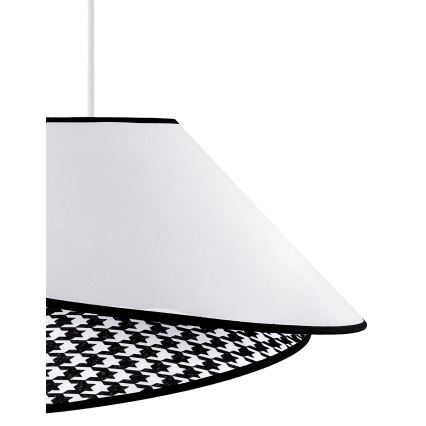 Duolla - Ljuskrona med textilsladd COCO 1xE27/40W/230V diameter 50 cm vit/svart