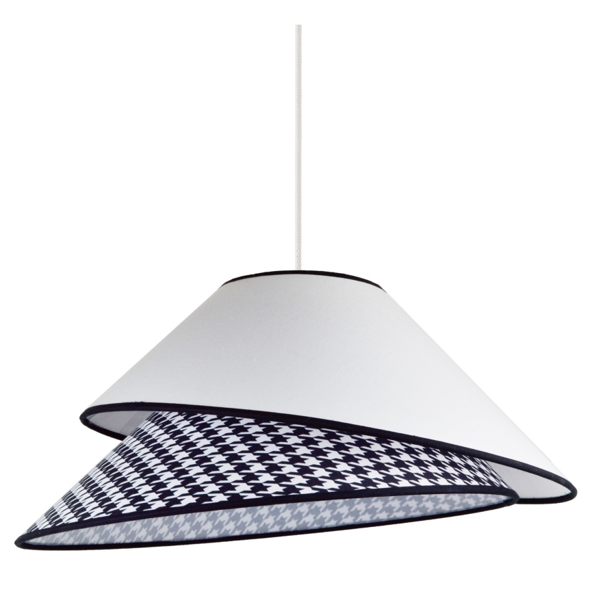 Duolla - Ljuskrona med textilsladd COCO 1xE27/40W/230V diameter 50 cm vit/svart