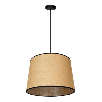 Duolla - Ljuskrona med textilsladd CONE 1xE27/15W/230V diameter 40 cm brun/svart