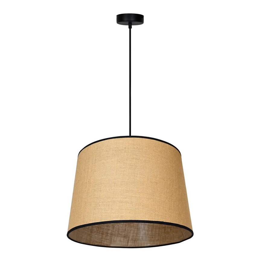 Duolla - Ljuskrona med textilsladd CONE 1xE27/15W/230V diameter 40 cm brun/svart