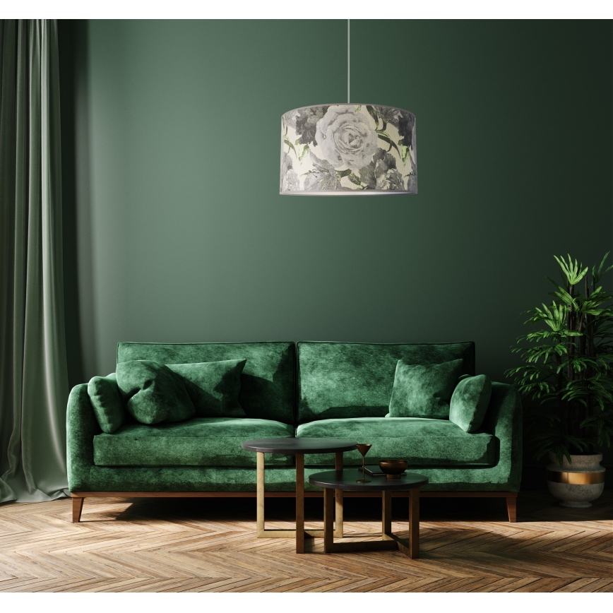 Duolla - Ljuskrona med textilsladd CONSTANCE 1xE27/40W/230V diameter 45 cm grå