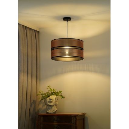 Duolla - Ljuskrona med textilsladd COPPER SHINY 1xE27/15W/230V diameter 40 cm koppar/svart