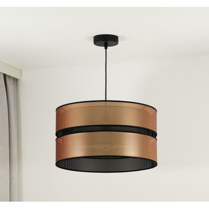 Duolla - Ljuskrona med textilsladd COPPER SHINY 1xE27/15W/230V diameter 40 cm koppar/svart
