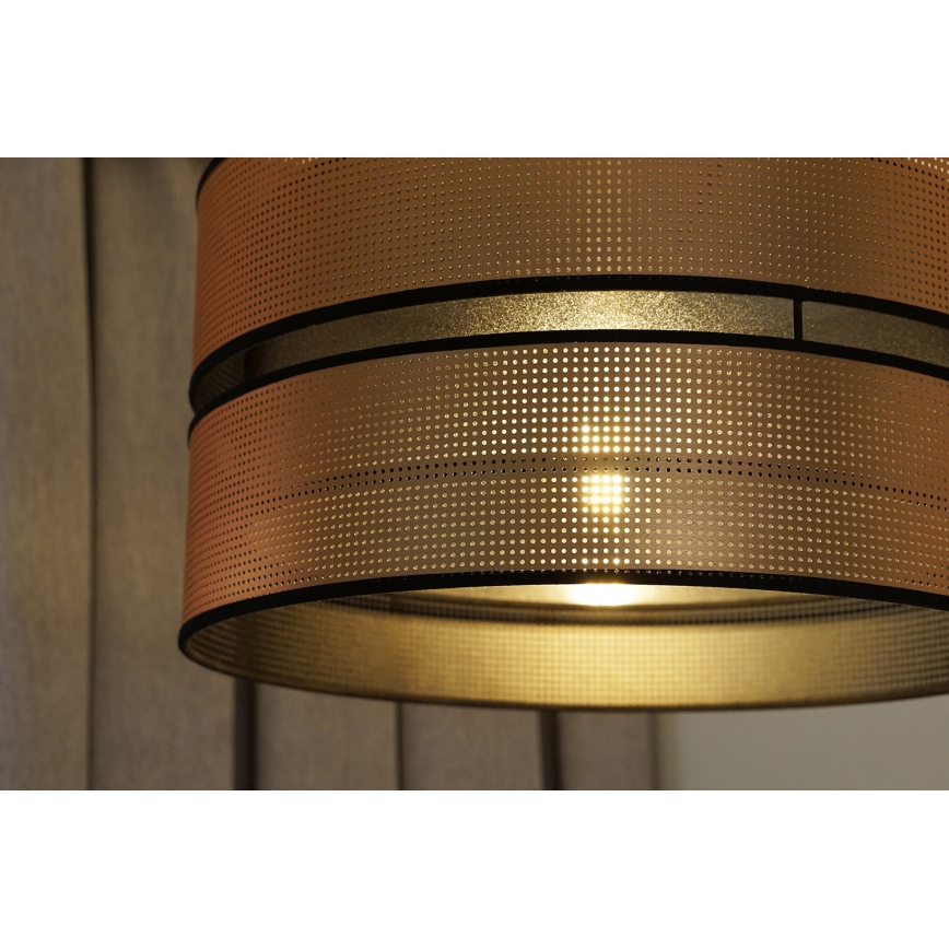 Duolla - Ljuskrona med textilsladd COPPER SHINY 1xE27/15W/230V diameter 40 cm koppar/svart