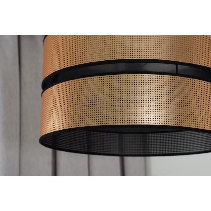 Duolla - Ljuskrona med textilsladd COPPER SHINY 1xE27/15W/230V diameter 40 cm koppar/svart