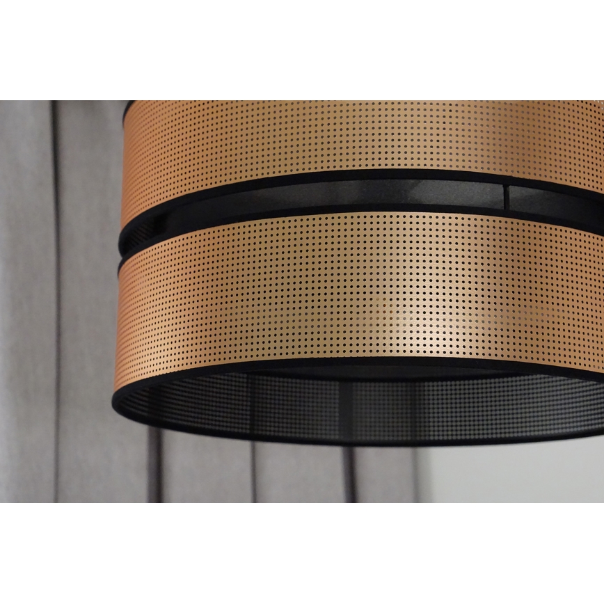 Duolla - Ljuskrona med textilsladd COPPER SHINY 1xE27/15W/230V diameter 40 cm koppar/svart